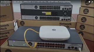 E1000-24P-4CF  -- COMMANDO Scout E1000 24FE PoE+, 2GE/2SFP Combo Uplinks, 450W, Unmanaged Switch